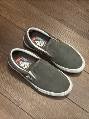 Vans grey Suede Slip-On Sneakers with White Sole
